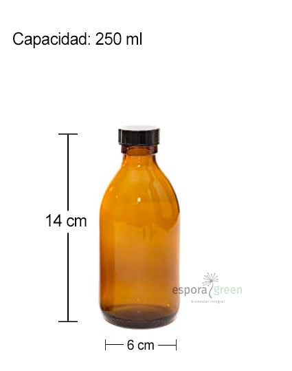 Botella-Vidrio-Ambar-250ML-Espora-Green